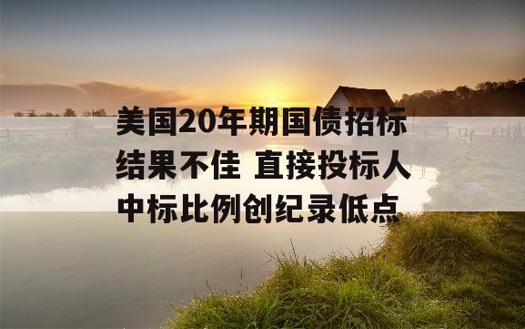 美国20年期国债招标结果不佳 直接投标人中标比例创纪录低点